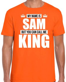 Bellatio Decorations Naam cadeau t-shirt my name is Sam - but you can call me King oranje voor heren