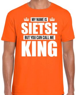 Bellatio Decorations Naam cadeau t-shirt - my name is Sietse - but you can call me King - oranje - heren - koningsdag L