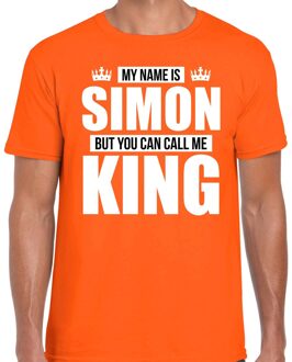 Bellatio Decorations Naam cadeau t-shirt my name is Simon - but you can call me King oranje voor heren L