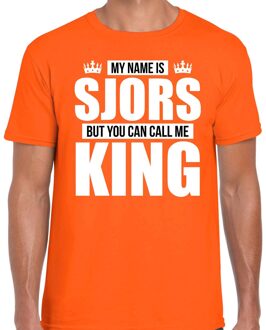Bellatio Decorations Naam cadeau t-shirt - my name is Sjors - but you can call me King - oranje - heren - koningsdag S