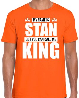 Bellatio Decorations Naam cadeau t-shirt my name is Stan - but you can call me King oranje voor heren 2XL