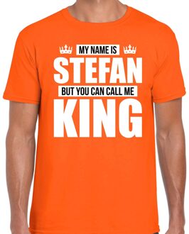 Bellatio Decorations Naam cadeau t-shirt - my name is Stefan - but you can call me King - oranje - heren - koningsdag 2XL