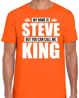 Bellatio Decorations Naam cadeau t-shirt - my name is Steve - but you can call me King - oranje - heren - koningsdag 2XL