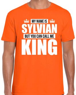 Bellatio Decorations Naam cadeau t-shirt - my name is Sylvian - but you can call me King - oranje - heren - koningsdag