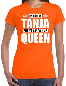 Bellatio Decorations Naam cadeau t-shirt my name is Tanja - but you can call me Queen oranje voor dames 2XL