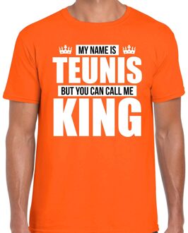 Bellatio Decorations Naam cadeau t-shirt - my name is Teunis - but you can call me King - oranje - heren - koningsdag M