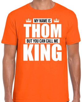 Bellatio Decorations Naam cadeau t-shirt my name is Thom - but you can call me King oranje voor heren XL