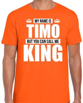 Bellatio Decorations Naam cadeau t-shirt my name is Timo - but you can call me King oranje voor heren XL