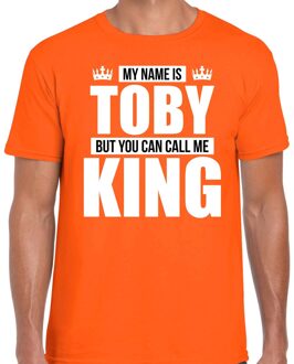 Bellatio Decorations Naam cadeau t-shirt my name is Toby - but you can call me King oranje voor heren L