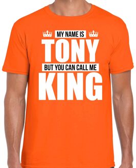 Bellatio Decorations Naam cadeau t-shirt - my name is Tony - but you can call me King - oranje - heren - koningsdag
