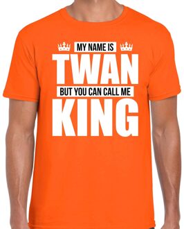 Bellatio Decorations Naam cadeau t-shirt - my name is Twan - but you can call me King - oranje - heren - koningsdag
