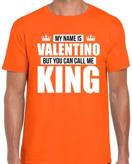 Bellatio Decorations Naam cadeau t-shirt my name is Valentino - but you can call me King oranje voor heren
