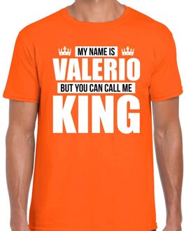 Bellatio Decorations Naam cadeau t-shirt - my name is Valerio - but you can call me King - oranje - heren - koningsdag S