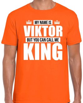 Bellatio Decorations Naam cadeau t-shirt - my name is Viktor - but you can call me King - oranje - heren - koningsdag XL