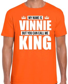 Bellatio Decorations Naam cadeau t-shirt my name is Vinnie - but you can call me King oranje voor heren XL