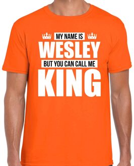 Bellatio Decorations Naam cadeau t-shirt my name is Wesley - but you can call me King oranje voor heren M