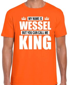 Bellatio Decorations Naam cadeau t-shirt my name is Wessel - but you can call me King oranje voor heren XL