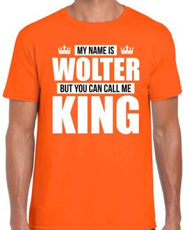 Bellatio Decorations Naam cadeau t-shirt my name is Wolter - but you can call me King oranje voor heren 2XL