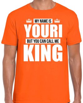 Bellatio Decorations Naam cadeau t-shirt my name is Youri - but you can call me King oranje voor heren 2XL