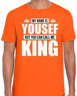Bellatio Decorations Naam cadeau t-shirt - my name is Yousef - but you can call me King - oranje - heren - koningsdag 2XL