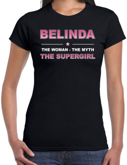 Bellatio Decorations Naam cadeau t-shirt / shirt Belinda - the supergirl zwart voor dames