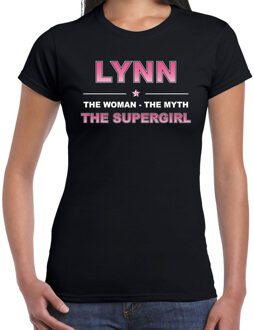 Bellatio Decorations Naam cadeau t-shirt / shirt Lynn - the supergirl zwart voor dames