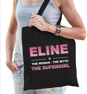 Bellatio Decorations Naam cadeau tas Eline - the supergirl zwart voor dames