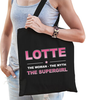 Bellatio Decorations Naam cadeau tas Lotte - the supergirl zwart voor dames