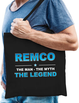 Bellatio Decorations Naam cadeau tas Remco - the legend zwart voor heren
