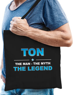 Bellatio Decorations Naam cadeau tas Ton - the legend zwart voor heren