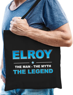 Bellatio Decorations Naam cadeau tasje Elroy - the Legend - zwart - voor heren - katoen