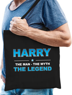 Bellatio Decorations Naam cadeau tasje Harry - the Legend - zwart - voor heren - katoen