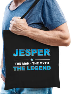 Bellatio Decorations Naam cadeau tasje Jesper - the Legend - zwart - voor heren - katoen