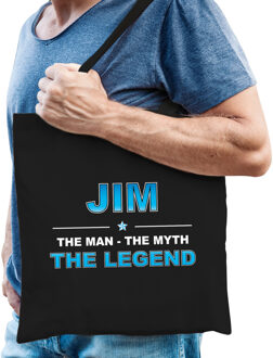 Bellatio Decorations Naam cadeau tasje Jim - the Legend - zwart - voor heren - katoen