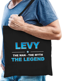 Bellatio Decorations Naam cadeau tasje Levy - the Legend - zwart - voor heren - katoen