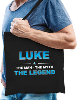 Bellatio Decorations Naam cadeau tasje Luke - the Legend - zwart - voor heren - katoen