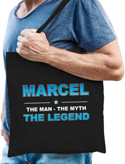 Bellatio Decorations Naam cadeau tasje Marcel - the Legend - zwart - voor heren - katoen