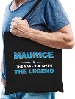 Bellatio Decorations Naam cadeau tasje Maurice - the Legend - zwart - voor heren - katoen