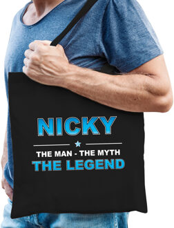 Bellatio Decorations Naam cadeau tasje Nicky - the Legend - zwart - voor heren - katoen
