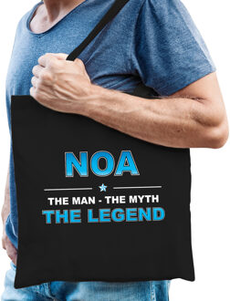 Bellatio Decorations Naam cadeau tasje Noa - the Legend - zwart - voor heren - katoen