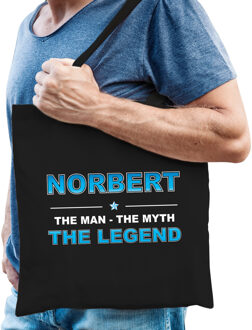 Bellatio Decorations Naam cadeau tasje Norbert - the Legend - zwart - voor heren - katoen