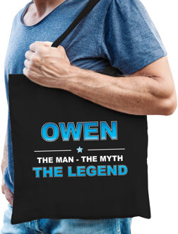 Bellatio Decorations Naam cadeau tasje Owen - the Legend - zwart - voor heren - katoen