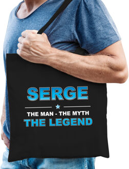 Bellatio Decorations Naam cadeau tasje Serge - the Legend - zwart - voor heren - katoen