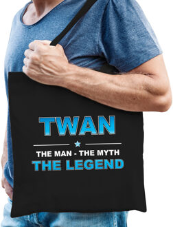 Bellatio Decorations Naam cadeau tasje Twan - the Legend - zwart - voor heren - katoen