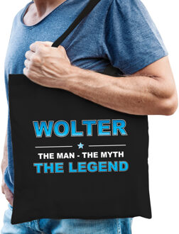 Bellatio Decorations Naam cadeau tasje Wolter - the Legend - zwart - voor heren - katoen