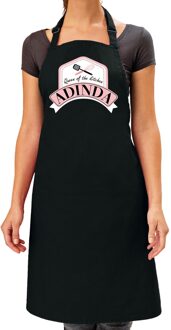 Bellatio Decorations Naam cadeau vrouw Adinda - Queen of the kitchen schort - zwart - keukenschort cadeau