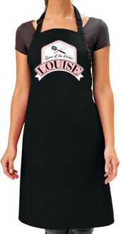 Bellatio Decorations Naam cadeau vrouw Louise - Queen of the kitchen schort - zwart - keukenschort cadeau