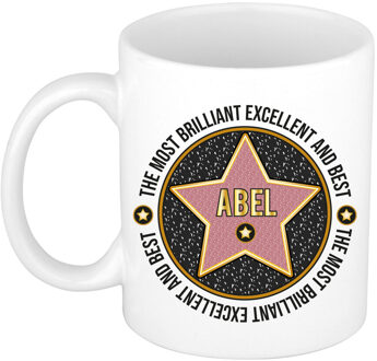 Bellatio Decorations Naam mok Abel - wit - Most Brilliant - keramiek - 300 ml - cadeau collega beker Zwart