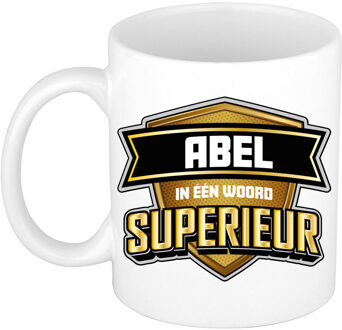 Bellatio Decorations Naam mok Abel - wit - Superieur - keramiek - 300 ml - cadeau collega beker