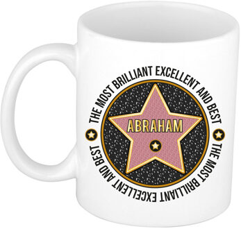 Bellatio Decorations Naam mok Abraham - wit - Most Brilliant - keramiek - 300 ml - cadeau collega beker